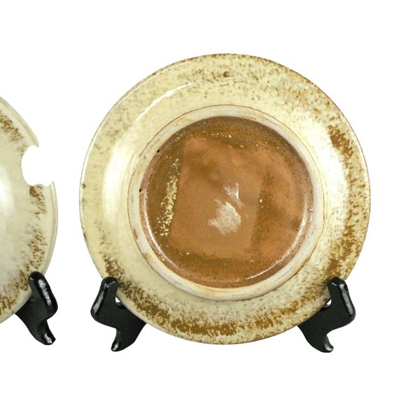 Bread Dessert Plate Country Pine Cone Design Lake Lodge Cabin Style 8" Set of 2 - Picture 9 of 12